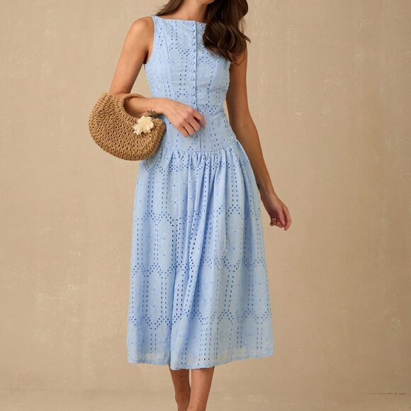 Baby Blue Elegant Women's Long Dress - Picture 5 of 8